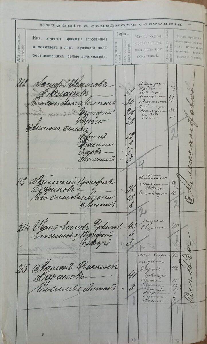 1905 год. Фамилии Бокарев (Бакарев), Сериков, Урвачев, Баранов. Деревня Александровка, Алексеевская волость, Таганрогский округ, ОВД