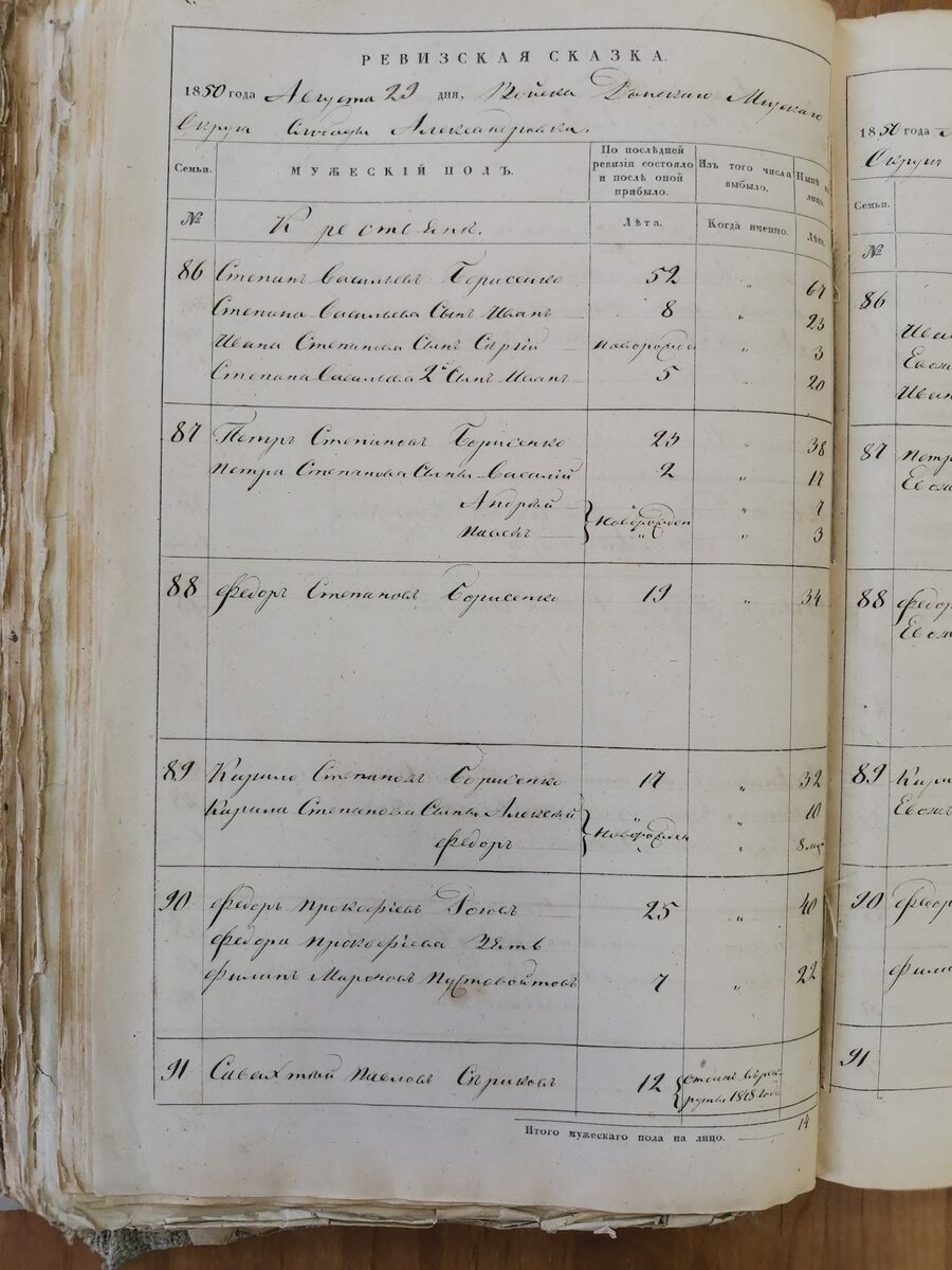 Ревизская сказка по слободе Александровке Иловайской, помещик сотник Александр Львов Иловайский (ГАРО фонд 301 опись 24 дело 771, 1850 год, ревизская сказка помещиков на букву “И” лист 306