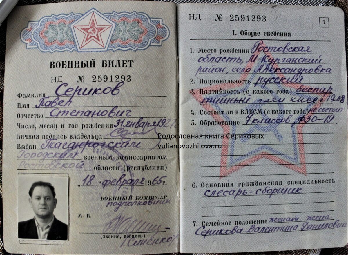 Родословная книга Сериковых. Павел Степанович. Часть 15